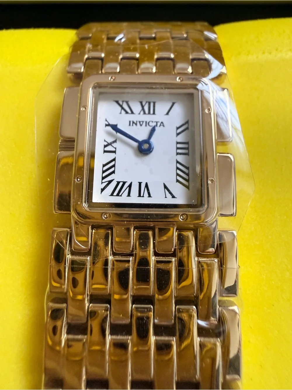 Invicta Women's Gold Bracelet Watch with White Dial and Blue Hands